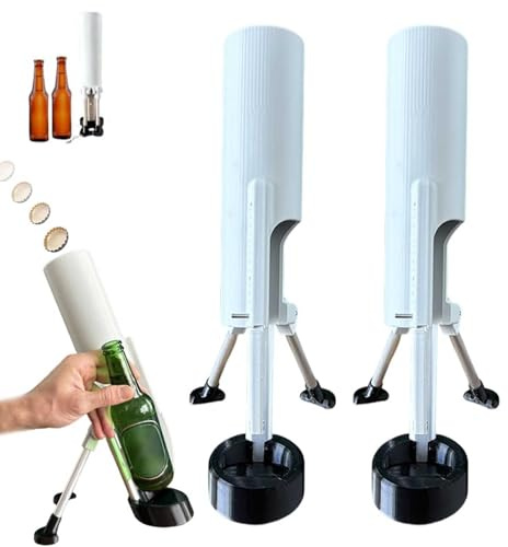 Apribottiglie automatico, divertente mortaio per birra, apribottiglie a pressione a mani libere per bottiglie di birra e bibite da 300 ml/12 oz, strumento per la rimozione dei tappi One-Touch (2pc)