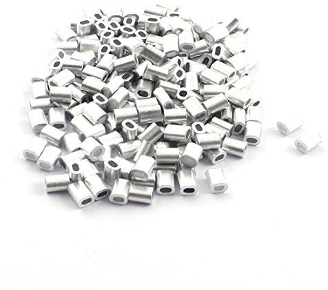 Sourcingmap 200PCS 1mm Steel Cables Aluminium Wire Rope Ferrules 5mm x 2mm