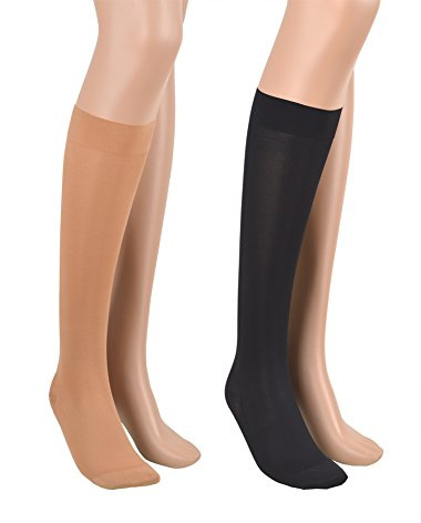 ASSISTICA Medias de Compresión hasta la Rodilla Médicas Clase 2, 23-32 mmHg, Puntera Cerrada, Mujer y Hombre, CCL II Calcetines de Contentión para Varices (158-170 cm / Small, Negro)