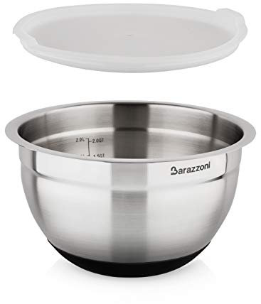 Barazzoni 810160020 Bowl acciaio inossidabile 18/10 Ø20Cm X H12,6Cm con Cop, 18/10-Silicone