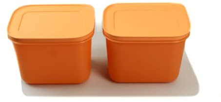 Tupperware Gefrier-Behälter 1,1 L (2) hoch pastellorange Eis-Kristall Eiskristall