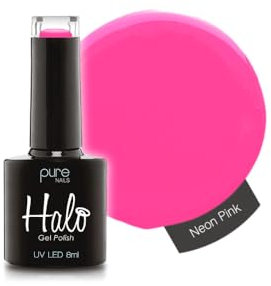 Halo Gel Polish 8ml - Neon Pink. UV/LED Gel Nail Polish, Long Lasting & Easy To Apply. Nail Art Colours For Manicure & Pedicure. Gel Polish For Professional & Home Use.
