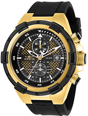 INVICTA Aviator 28100 Herren Uhr - Wasserdicht - Analog - Quarzuhrwerk - Edelstahl mit schwarzen zifferblat - 50mm