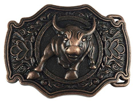 LKMY Brons långt horn buller Rodeo western cowboy bältesspänne för män