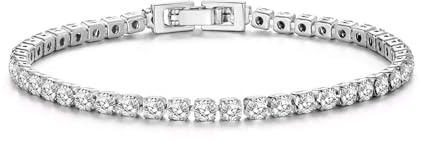 Philip Jones Pulsera de tenis de 3 mm enchapada en plata creada con cristales Zircondia®