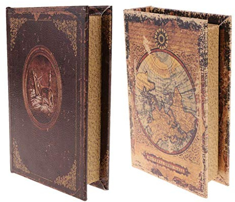 Tubayia 2 Stück Vintage Buch Schmuckkasten Schmuckbox Schmuck Aufbewahrungsbox Wohnzimmer Dekoration