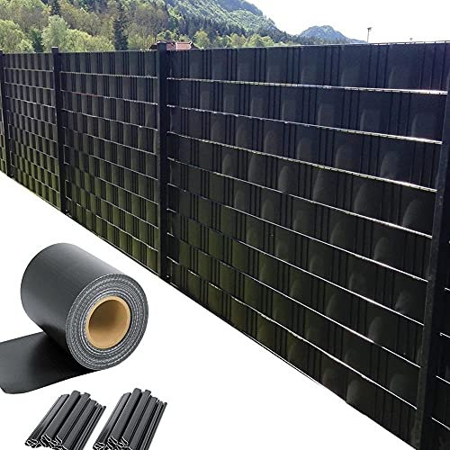 GDMING Pantalla De Valla De Privacidad para Terraza Balcón Vista 100% Bloqueada Protector Solar Impermeable PVC Cubre Vallas Jardín para Metálicas 20cm Incluye 40 Clips 450GSM