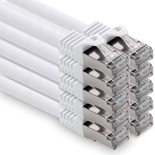 1CONN Câble Réseau Cat7 Cat7 10 Gb/s SFTP - 10x 3.0m - RJ45 Ethernet LAN DSL Routeur Modem - Blanc