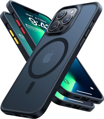 TORRAS Guardian-Mag für iPhone 13 Pro Hülle für MagSafe Schwarz | (Nr.1 Magnetstärke＋Militärschutz) Samtige Touch Matt Durchscheinende Rückseite Handyhülle