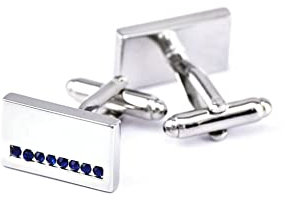Manschettenknöpfe mit Gravur, Manschettenknöpfe Herren Silber Versilbert Cufflinks Rechteck Schmuck Zirkonia Geschenk
