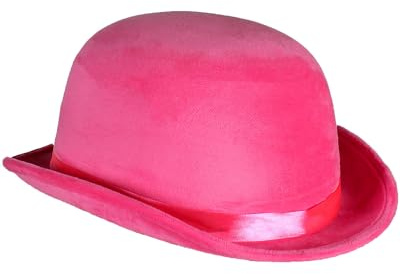 Thetru Melone Top Colour Velour mit Satinband 60 cm | Rot - Bowler Hut Erwachsene