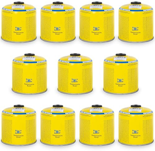 Z.M.C 11x Butan Gaskartuschen 500g / 990ml mit 7/16, mit Propan/Butan Gas, (EN 417) Eurogewinde Schraubgewinde Anschluss, Druckgasdose mit Schraubventil, Ventilkartusche mit Schraubverschluss,