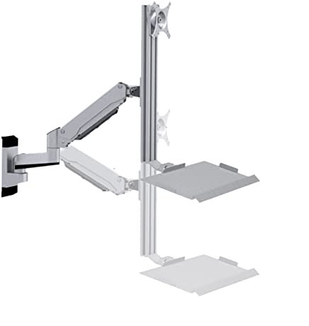 Monitor Halterung Wandmontierter Monitor-Halterungsarm, wandmontierter Lift-Arbeitsplatz mit klappbarer Tastaturablage, industrieller wandmontierter Monitorständer, passend for Monitore bis zu 32 Zoll
