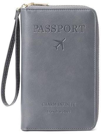 Toctax Reisepass Tasche, Travel Wallet Organizer, Reisepasshülle mit RFID Blocker für Damen und Herren, Reisezubehör Passport Tasche für Kreditkarten, Ausweis und Reisedokumente (Grau)