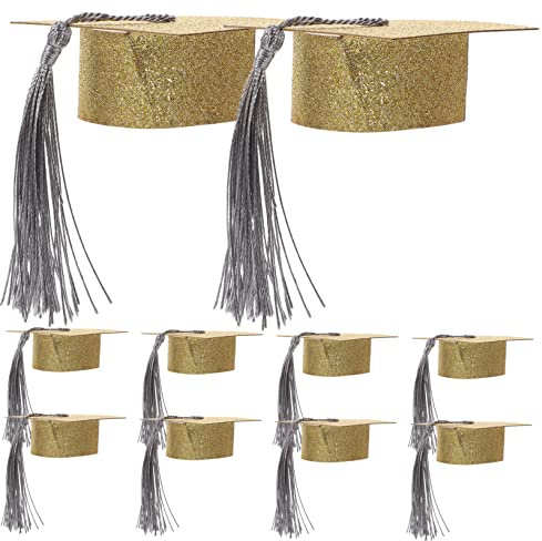 LIFKOME 10st Arzt Hut Cup Set Grad Kappe Weinkappe Personalisiertes Weinetikett Mini-hut-becherhülle Weinflaschenhülle Zum Abschluss Weinflaschenverschluss Hüte Quaste Baumwolle Startseite