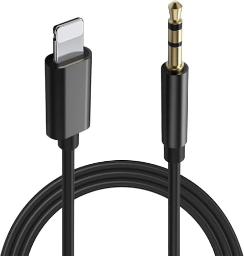 LBSC Câble auxiliaire pour iPhone, câble auxiliaire pour iPhone, adaptateur jack pour casque, câble audio stéréo auxiliaire mâle compatible avec iPhone 14/13/12/11/XR/X/8/7 (noir)