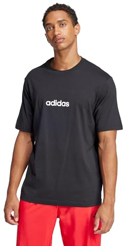 Adidas Men's Essentials Linear Sportswear Sportswear T-Shirt, Black/White, Medium