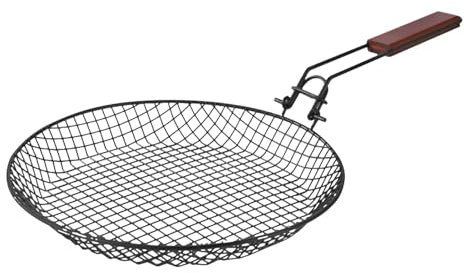 Grillkörbe für Grill | faltbarer Grillkorb | runder Grillkorb aus Edelstahl mit Holzgriff | faltbarer und tragbarer Grillkorb für den Außenbereich |