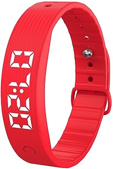Sida-Earcy Fitness Tracker No Bluetooth No App No Phone Required Fitness Watch Pedometer Watch with Steps Calories Sleep Tracker for Man Women (Red)