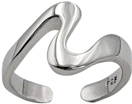 81stgeneration Anillos Ondulados de Plata de Ley 925 para el Dedo del Pie para Mujer | Anillo con Forma de Ola | Anillos de Plata 925 para Dedo Meñique o Midi | Joyas Bohemias para Pies