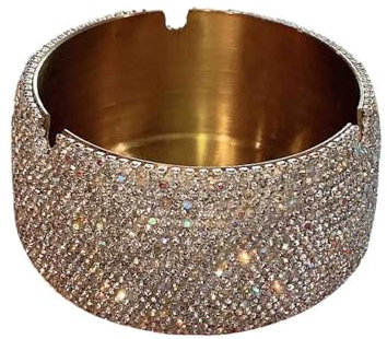 JUSHZ Aschenbecher Für Draussen Outdoor Windaschenbecher Standaschenbecher Reiseaschenbecher Auto Klein Edelstahl Groß Flugasche Verhindern Geschenk (10x10x5cm,Gold)