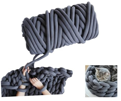 Sperrige Armstricken Wolle, 1000g Dicke Textilgarn Zum Handstricken und Häkeln für Körbe, Decke, Kissen (Deep Grey)