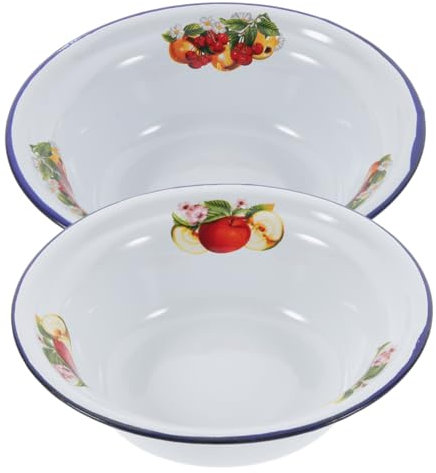 TOPBATHY 2piezas Unidades Cuencos Esmaltados Gruesos Estilo Retro Para Sopa y Pastel Cuencos Multifuncionales Para Cocina y Barbacoa Utensilios De Cocina Vintage Esmalte Resistentes y Decor
