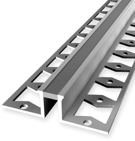 Kakelprofil 14 x 51 x 2 500 mm kanthöjd 12,5 mm expansionsfogprofil aluminium anodiserad stängd stansad metallprofil silver kuberit