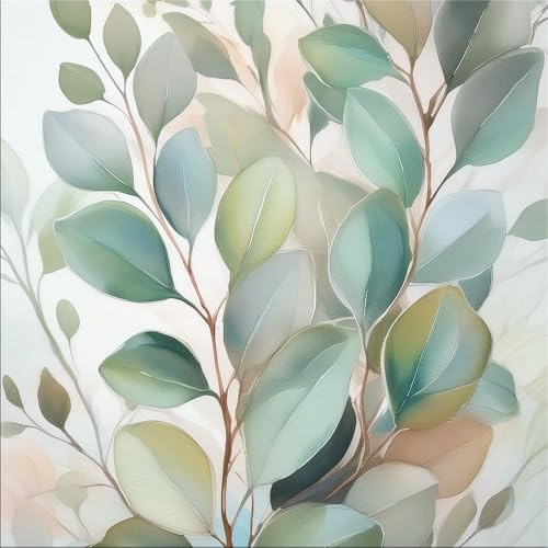 artissimo Bild aus Glas 50x50 cm Natur Eukalyptus salbei grün AG5576A – modernes Glasbild Wandbild Quadratisch, Wanddeko Wohnzimmer, pastellgrün, skandinavisch modern