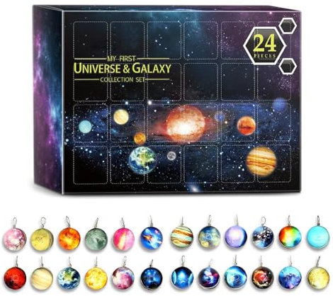 Charm-Adventskalender, Planet Charm Weihnachtskalender, Space Planet Collections Geschenkbox 24 Tage Weihnachts, Adventskalender Universe Galaxy Adventskalender, Planeten-Weihnachtsschmuck