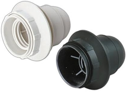 Douille E-27 à vis de couleur blanche. Idéal pour différents luminaires, son design pratique et élégant est présenté sous blister, garantissant qualité et protection pour vos projets.