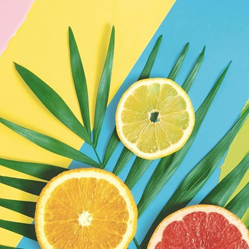 20 Servietten Sommer Citrus auf Streifen als Tischdeko. Papierservietten mit Motiv. Auch für Decoupage und Serviettentechnik 33x33cm