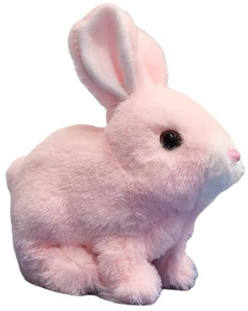 Lnhgh Saltando Conejo para Niñas, Conejo de Saltar de Peluche - Saltar Eléctrico Soft Figura - Wiggling Ears Bunny Interactive Electronic Pet para Adultos para el Dormitorio, Estudio