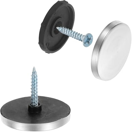 sourcing map 36pcs Screw Covers Caps, 30mm Dia Stainless Steel Mirror Screws Decorative Cover Caps Nails Convex Gasket Mirror Screw Fasteners for Sign Advertising Hardware Construction, Silver