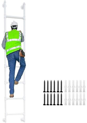 Escalier d'incendie d'urgence pour cave, fenêtre, puits, durable et sûr, en fer forgé, pour dortoir, bibliothèque, entrepôt, camping-car, bateau, 280 cm, blanc