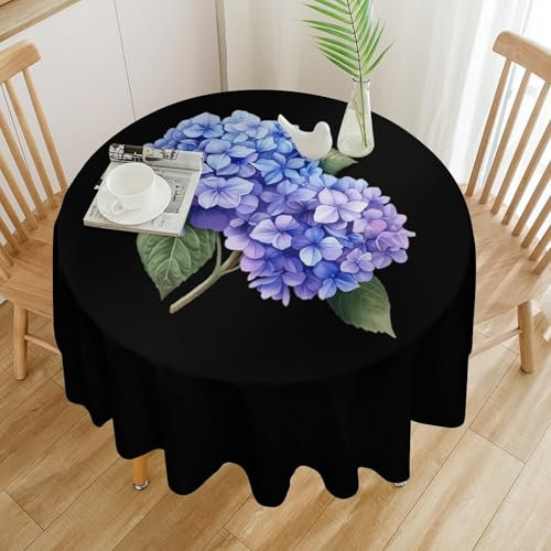 Ortensia blu viola fiore novità tovaglia rotonda tovaglia lavabile in poliestere copritavolo per cene feste di nozze cucina 91 x 36/50 x 50/60 x 60/70 x 70 pollici