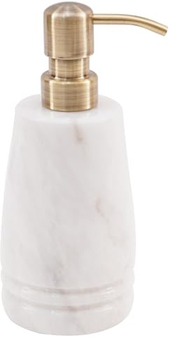 SPESHSTONES Distributeur de savon liquide en marbre de 19,1 cm - Conteneur blanc pour évier de cuisine - Bouteille à pompe manuelle, distributeur de lotion et shampooing mousse pour comptoir de salle