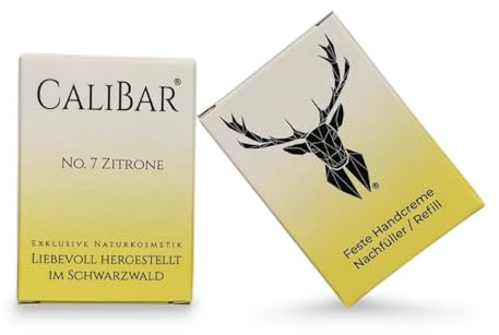 Calibar No.7 Zitrone - Feste Handcreme - Handbalsam - Nachhaltig ohne Plastik - Für trockene und rissige Hände - Natürlicher Schutz - Zitrone, 36g (Nachfüller ohne Dose)