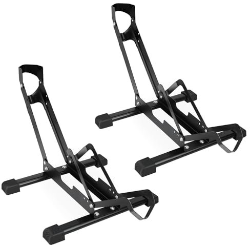MEGHNA 1/2er Pack Fahrradständer–Bodenständer Fahrradparkständer aus Kohlenstoffstahl für 20-27.5Zoll Mountainbike/Rennrad/BMX/City Bike (Reifenbreite unter 7.5cm)