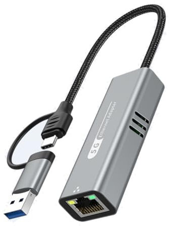 Sehuby Adaptateur USB 5 GHz Gigabit Ethernet pour ordinateur de bureau, ordinateur portable, carte réseau filaire à vitesse rapide avec deux ports