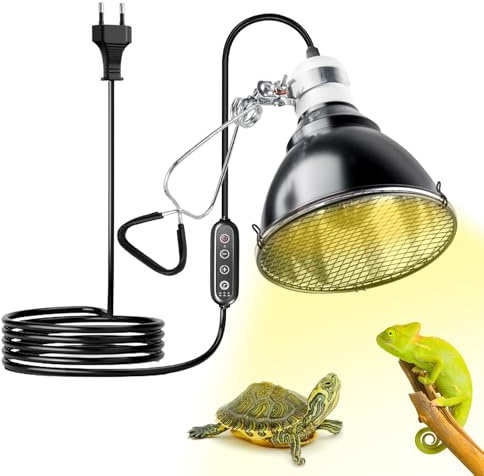 Reptil lampa, E27 200 W kupolterarium värmelampa, terrarium lampreflektor, värmelampa lampskärm för infraröda lampor, UVA UVB, glödlös, skäggiga drakar