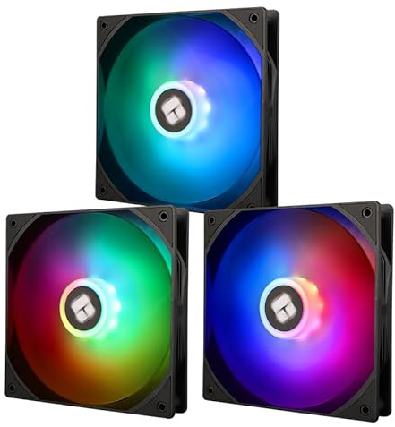 TR-Thermalright TL-C14C-S X3 140mm 3er-Pack CPU PWM-Lüfter, 1500U/min Stille Kühlung, Schwarzer CPU-Lüfter, Großes Luftvolumen 75,8CFM, ARGB LED, Kann mit Chassis/CPU-Kühler Gekoppelt Werden