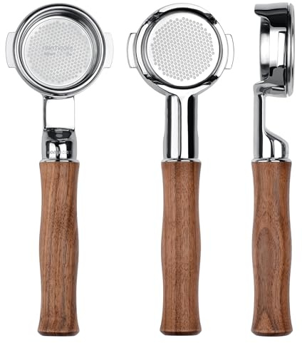 Normcore 58 mm schlanker bodenloser Siebträger mit verlängertem Hals, passend für E61-Gruppenkopf, Decent, Profitec Go, Flair 58, Ascaso, Lelit, ECM, Rocket, 18 g Hochextraktionskorb, Walnussgriff
