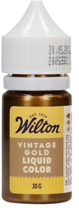 Wilton Liquid Color Lebensmittelfarbe Flüssig, Vintage Gold, 30 g | Wasserbasierte Lebensmittelfarbe für Fondant, Buttercreme, Royal Icing und Airbrush, Hochkonzentriert
