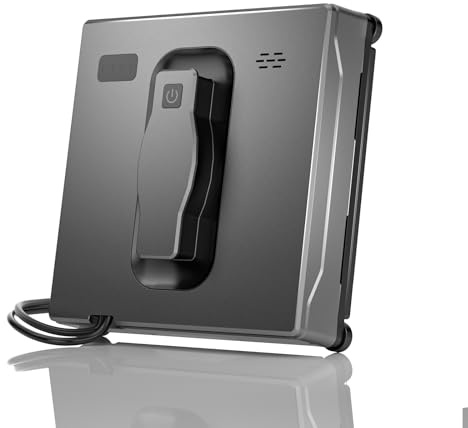 Robot Nettoyeur de Vitres Intelligent à Double Spray avec 3 Modes de Chemin (Z/N, Z, N), Robot Laveur de Vitre Automatique avec Télécommande et Contrôle Par Application, Gris