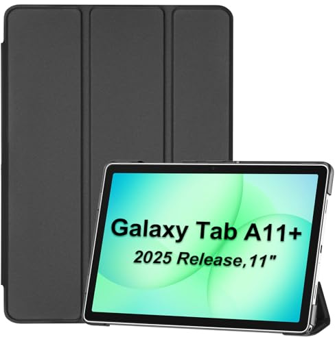 ProCase Funda para Samsung Galaxy Tab A11+ Plus 2025 11 Pulgadas/Galaxy Tab A9+ Plus 2023, Carcasa Delgada con Soporte, Cubierta Trifold con Activación y Suspensión Automática - Negro