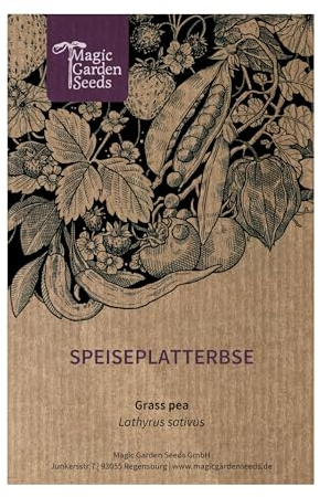 Magiska trädgårdsfrön – mattallrikar (Lathyrus sativus) – robust proteinväxt från gamla tider – torrhetstolerant och jordförbättrande – utsäde av lövfrukt