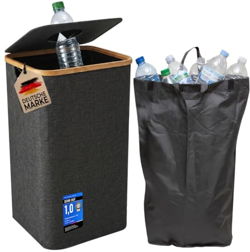 MySalvora 100L Pfandflaschen Sammelbehälter mit Deckel, Leergut Sammler für PET & Glasflaschen, Pfandbehälter mit Einwurf, Flaschen Organizer für Küche & Abstellraum