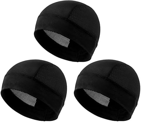 Gsbnjuy 3 Pcs Breathable Mesh Skull Cap Helmet Liner Beanie Black