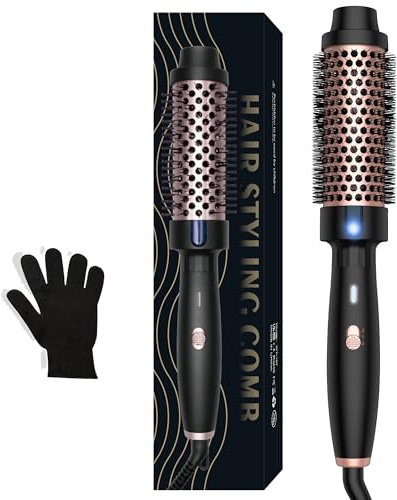 UMIGA Termisk pensel lockborste 3-i-1 termoborste 38 mm, lockborste LCD 120–200 ℃, ökar hårvolymen, lösa lockar, slätt hår, lätt kompakt storlek, dubbel spänning lämplig för resor